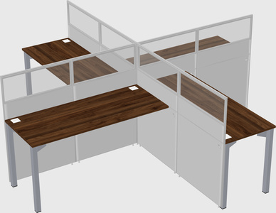 Bureaux à quatre cabines