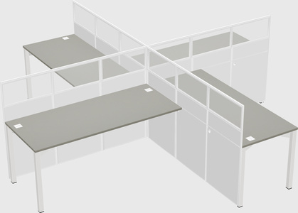 Bureaux à quatre cabines