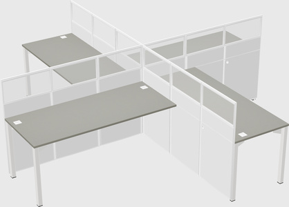 Bureaux à quatre cabines