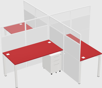 Bureaux à quatre cabines