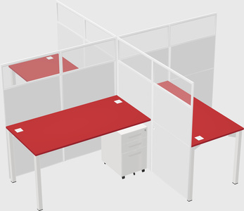 Bureaux à quatre cabines