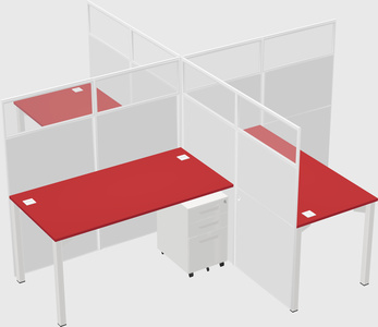 Bureaux à quatre cabines