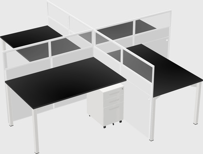Bureaux à quatre cabines