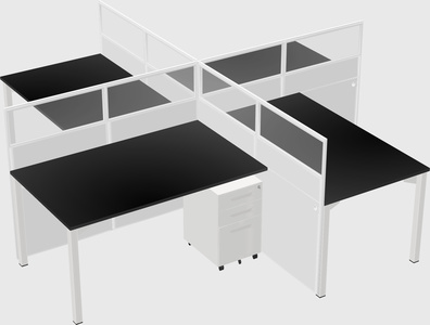 Bureaux à quatre cabines