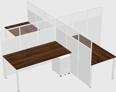 Bureaux à quatre cabines