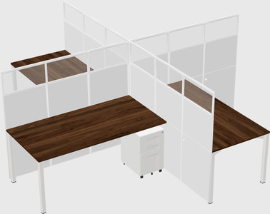 Bureaux à quatre cabines