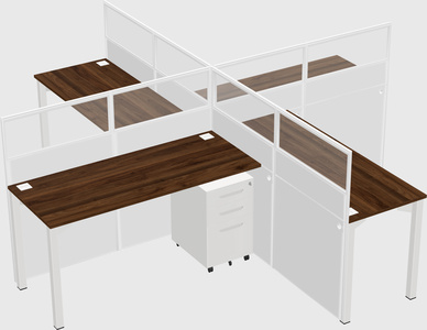 Bureaux à quatre cabines