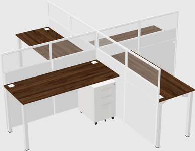 Bureaux à quatre cabines