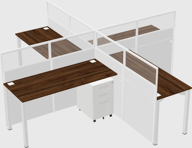 Bureaux à quatre cabines