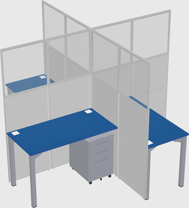 Bureaux à quatre cabines