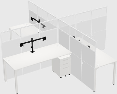 Bureaux à quatre cabines