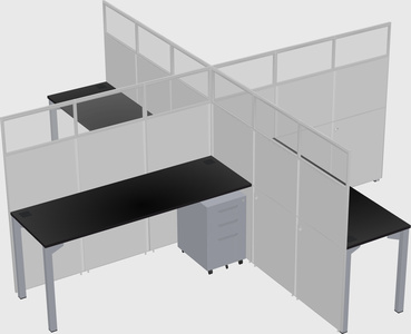Bureaux à quatre cabines