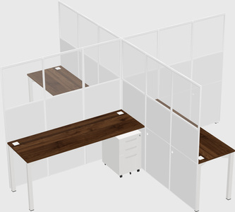 Bureaux à quatre cabines
