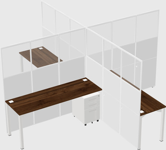 Bureaux à quatre cabines