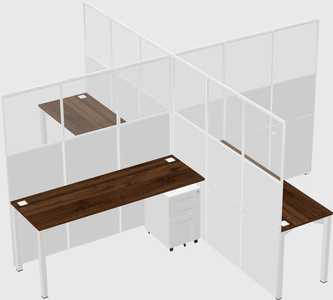 Bureaux à quatre cabines