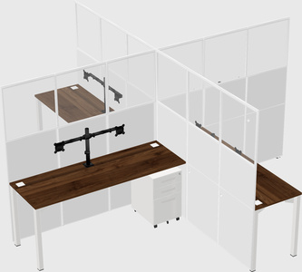 Bureaux à quatre cabines