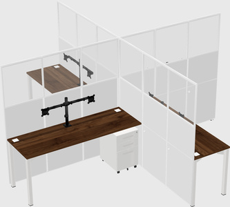 Bureaux à quatre cabines