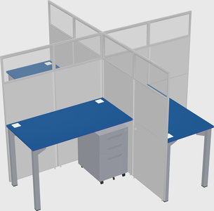Bureaux à quatre cabines