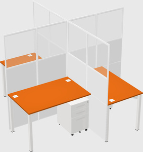Bureaux à quatre cabines