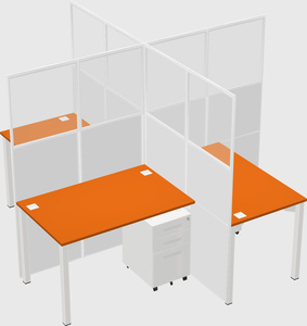 Bureaux à quatre cabines