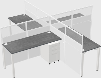 Bureaux à quatre cabines