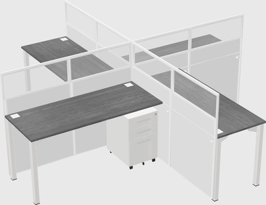Bureaux à quatre cabines
