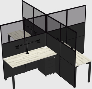 Bureaux à quatre cabines