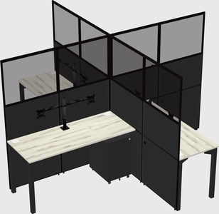 Bureaux à quatre cabines