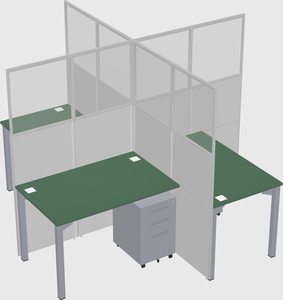 Bureaux à quatre cabines