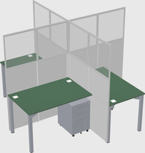 Bureaux à quatre cabines