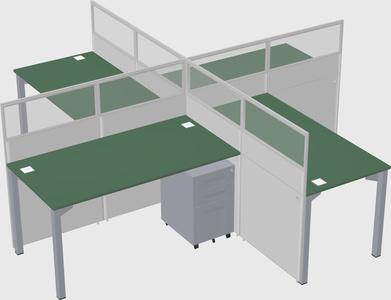 Bureaux à quatre cabines