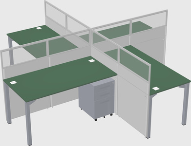 Bureaux à quatre cabines