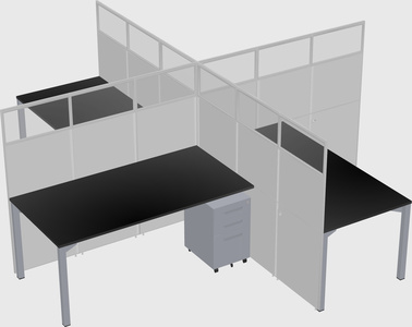 Bureaux à quatre cabines
