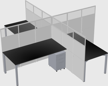 Bureaux à quatre cabines