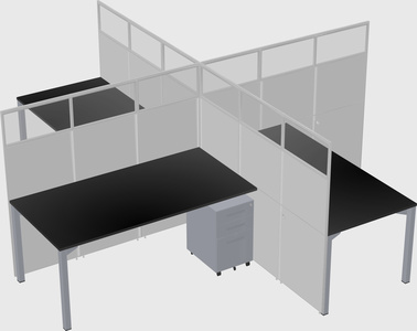 Bureaux à quatre cabines
