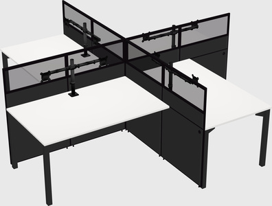 Bureaux à quatre cabines
