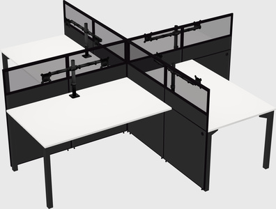 Bureaux à quatre cabines