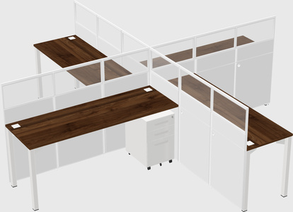 Bureaux à quatre cabines