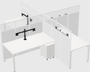 Bureaux à quatre cabines
