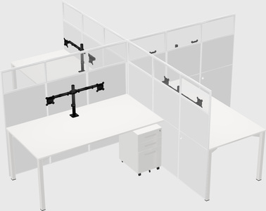 Bureaux à quatre cabines