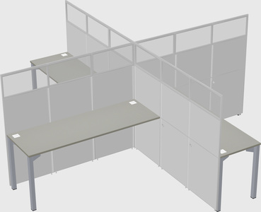 Bureaux à quatre cabines
