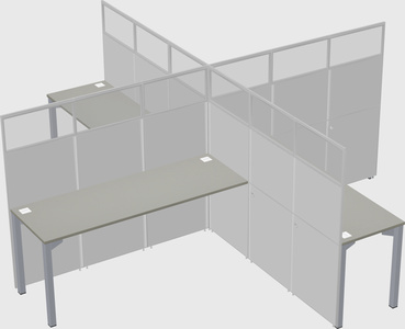 Bureaux à quatre cabines