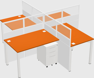 Bureaux à quatre cabines
