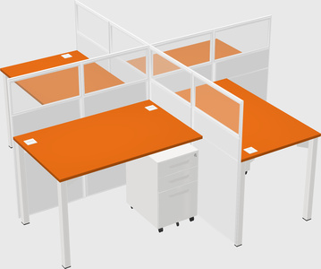 Bureaux à quatre cabines