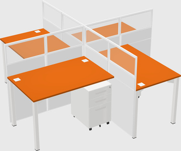 Bureaux à quatre cabines