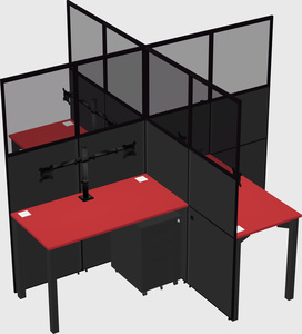 Bureaux à quatre cabines