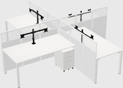 Bureaux à quatre cabines