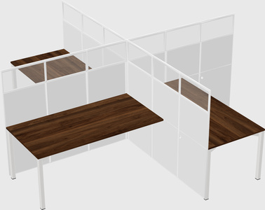 Bureaux à quatre cabines