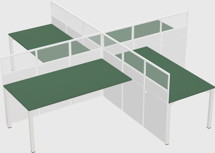 Bureaux à quatre cabines