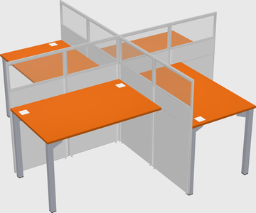 Bureaux à quatre cabines